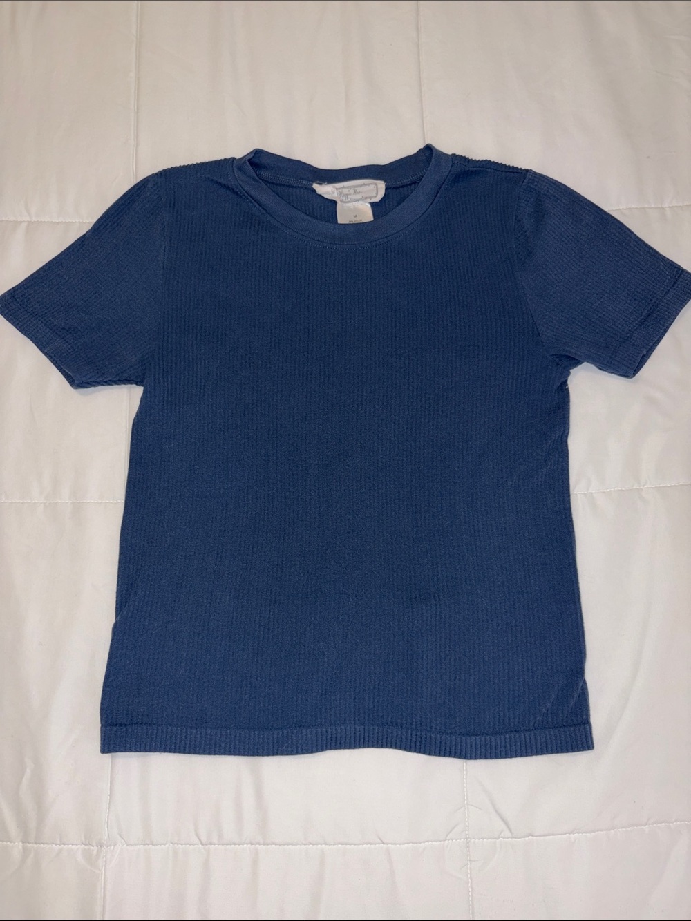 Hippie Rose Ribbed Short Sleeve Tee in Navy Blue